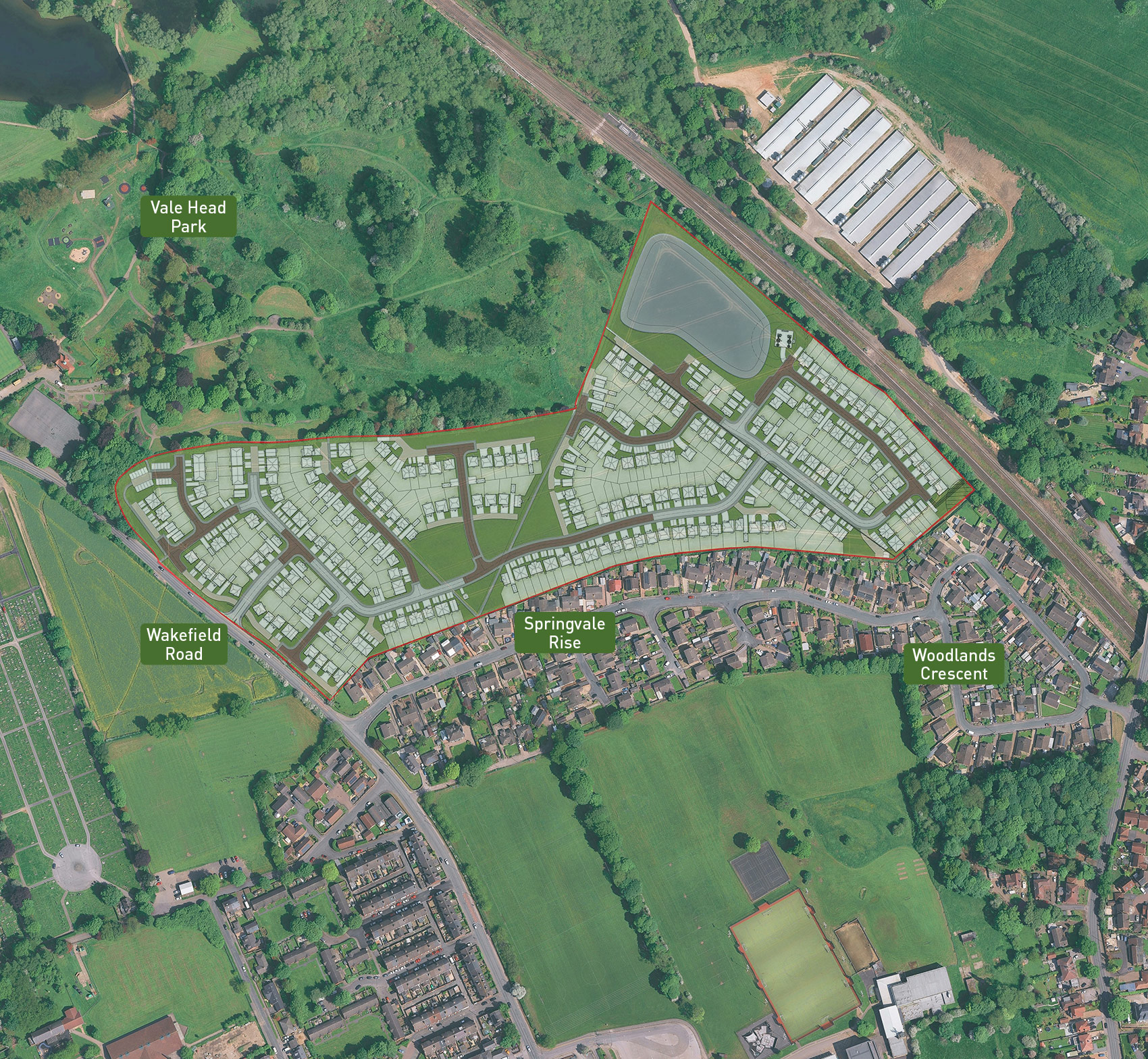 aerial photograph of the site with the proposals